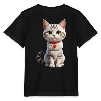 Cartoon cat / cartoon cat - Stanley/Stella MINI CREATOR Kids’ T-Shirt - black - Front - Mikhail (115cm)