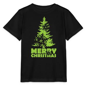 Christmas Fir Christmas Tree Snow Flake - Stanley/Stella MINI CREATOR Kids’ T-Shirt - black - Front - Mikhail (115cm)