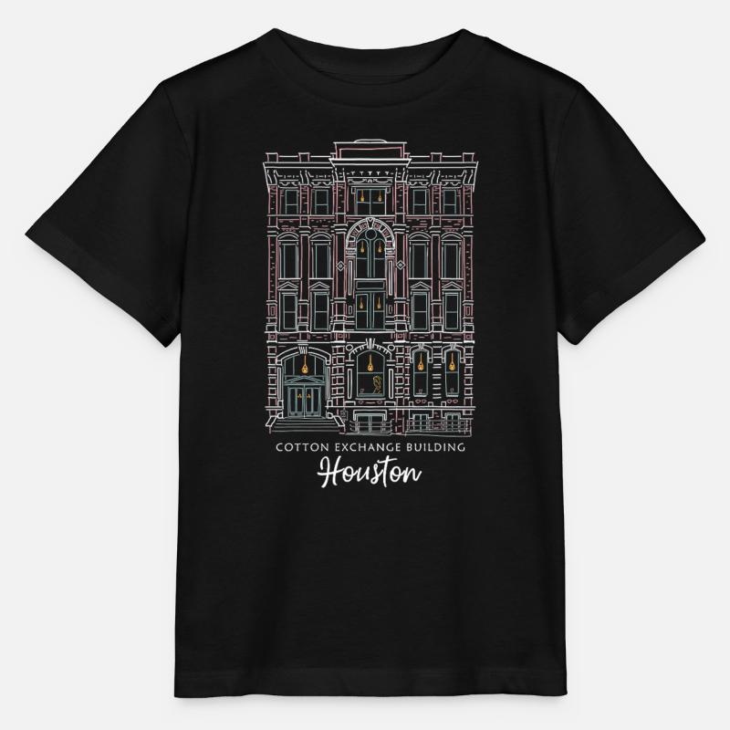 Houston, Old Cotton Exchange, dessin à la main, États-Unis - T-shirt bio MINI CREATOR Stanley/Stella Enfant - noir
