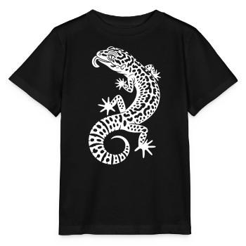 Gecko Schwarzweiß Muster - Stanley/Stella Kinder T-Shirt MINI CREATOR  - Schwarz - Vorne - Mikhail (115cm)