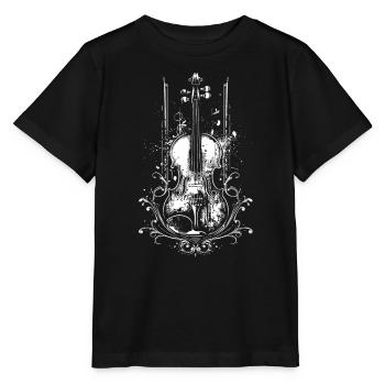 Geige Zeichnung - Stanley/Stella Kinder T-Shirt MINI CREATOR  - Schwarz - Vorne - Mikhail (115cm)