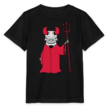 Herr Unterwelt Mantel Dreizack Böse Satan Grinsen - Stanley/Stella Kinder T-Shirt MINI CREATOR  - Schwarz - Vorne - Mikhail (115cm)