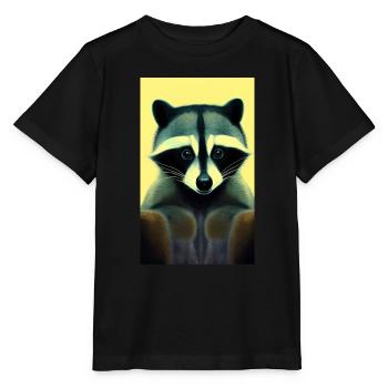 Comic-Karikatur eines nordamerikanischen Waschbären - Stanley/Stella Kinder T-Shirt MINI CREATOR  - Schwarz - Vorne - Mikhail (115cm)