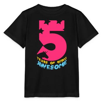 5 YEARS OF BEING AWESOME 5TH BIRTHDAY UNICORN - Stanley/Stella MINI CREATOR Kids’ T-Shirt - black - Front - Mikhail (115cm)