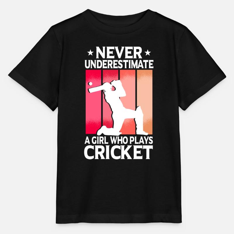 Unterschätze niemals ein Mädchen, das Cricket spielt - Stanley/Stella Kinder T-Shirt MINI CREATOR  - Schwarz