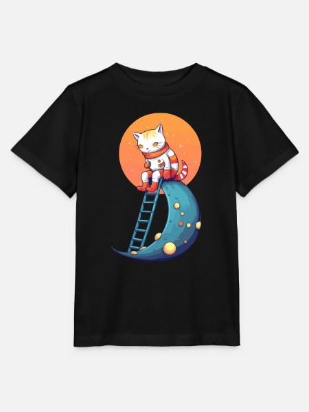 Ikk die Katze auf dem Mond - Stanley/Stella Kinder T-Shirt MINI CREATOR - Schwarz