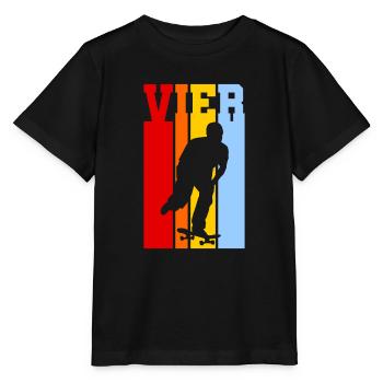 Vier Jahre alt - Alter - Geburtstag - Skater - Stanley/Stella Kinder T-Shirt MINI CREATOR  - Schwarz - Vorne - Mikhail (115cm)