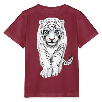Weißer Tiger - Stanley/Stella Kinder T-Shirt MINI CREATOR  - Burgunderrot - Vorne - Kain (125cm)