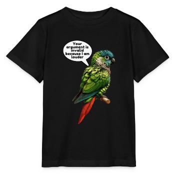 Grünwangen-Conure-Meme Lustiger Conure-Papagei - Stanley/Stella Kinder T-Shirt MINI CREATOR  - Schwarz - Vorne - Mikhail (115cm)