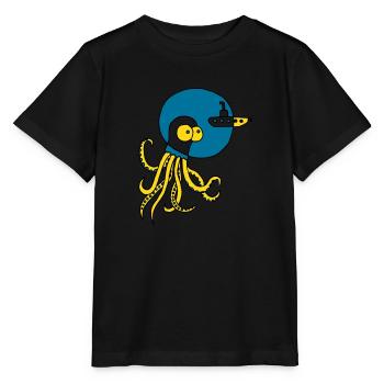 seiche rencontre sous-marin, mer, plongée, bateau - T-shirt bio MINI CREATOR Stanley/Stella Enfant - noir - Devant - Mikhail (115cm)