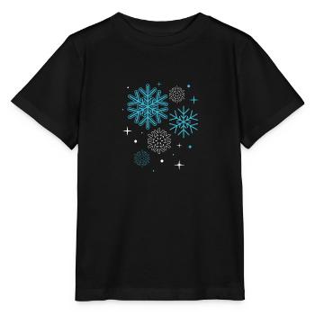Floçons de neige, saison d'hiver, vacances - T-shirt bio MINI CREATOR Stanley/Stella Enfant - noir - Devant - Mikhail (115cm)