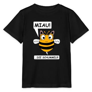 Miau | Katze, Hummel, Tierschutz, lustige Bilder - Stanley/Stella Kinder T-Shirt MINI CREATOR  - Schwarz - Vorne - Mikhail (115cm)