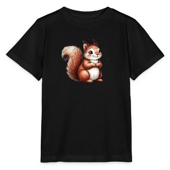 Süßes Eichhörnchen - Stanley/Stella Kinder T-Shirt MINI CREATOR  - Schwarz - Vorne - Mikhail (115cm)
