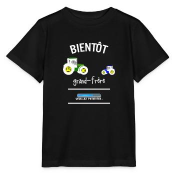 Bientôt grand frère - T-shirt bio MINI CREATOR Stanley/Stella Enfant - noir - Devant - Mikhail (115cm)