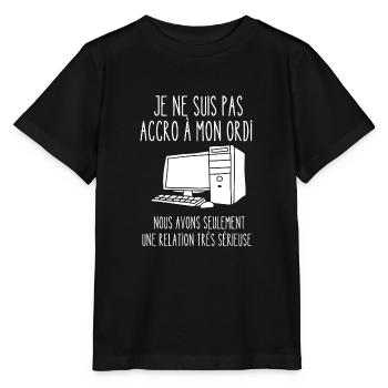 accro à mon ordi - T-shirt bio MINI CREATOR Stanley/Stella Enfant - noir - Devant - Mikhail (115cm)