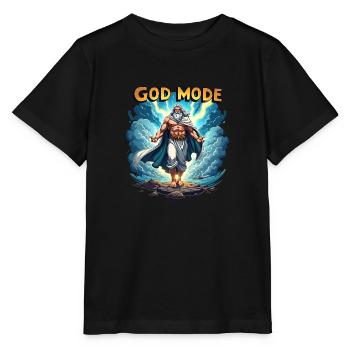 God Mode - Zeus in den Wolken - Stanley/Stella Kinder T-Shirt MINI CREATOR  - Schwarz - Vorne - Mikhail (115cm)