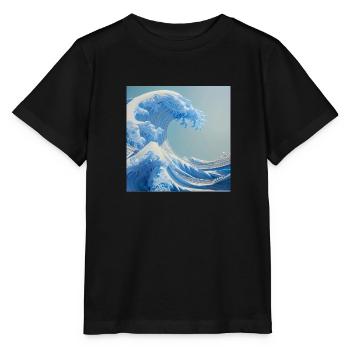 Vague de kanagawa, vague, illustration, Japon - T-shirt bio MINI CREATOR Stanley/Stella Enfant - noir - Devant - Mikhail (115cm)