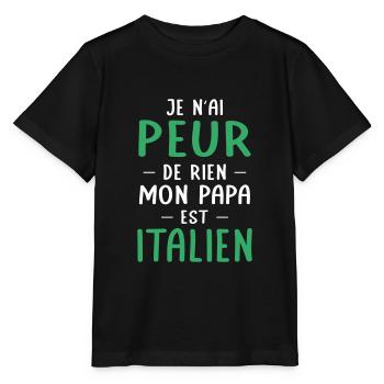 Je n'ai peur de rien mon papa est Italien - T-shirt bio MINI CREATOR Stanley/Stella Enfant - noir - Devant - Mikhail (115cm)