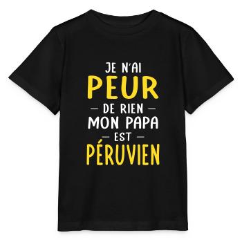 Je n'ai peur de rien mon papa est Péruvien - T-shirt bio MINI CREATOR Stanley/Stella Enfant - noir - Devant - Mikhail (115cm)