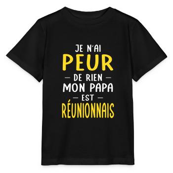 Je n'ai peur de rien mon papa est Réunionnais - T-shirt bio MINI CREATOR Stanley/Stella Enfant - noir - Devant - Mikhail (115cm)