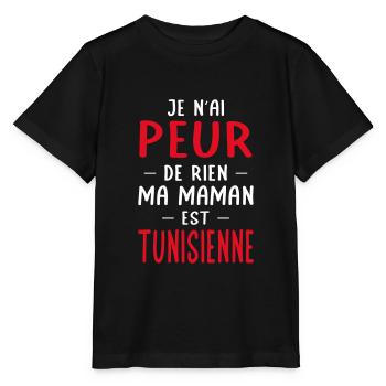 Je n'ai peur de rien ma maman est Tunisienne - T-shirt bio MINI CREATOR Stanley/Stella Enfant - noir - Devant - Mikhail (115cm)