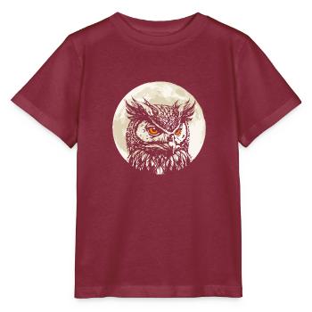 Eule, Wald, Nacht, Wildtiere, Vögel, Natur - Stanley/Stella Kinder T-Shirt MINI CREATOR  - Burgunderrot - Vorne - Kain (125cm)