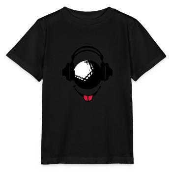 casque headphones golf dj smiley1 - T-shirt bio MINI CREATOR Stanley/Stella Enfant - noir - Devant - Mikhail (115cm)