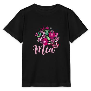 mia,name,blumen,ungarische blumen,pink,rosa - Stanley/Stella Kinder T-Shirt MINI CREATOR  - Schwarz - Vorne - Mikhail (115cm)