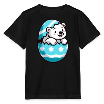 Cartoon Eisbär Osterei Schlüpfen - Stanley/Stella Kinder T-Shirt MINI CREATOR  - Schwarz - Vorne - Mikhail (115cm)