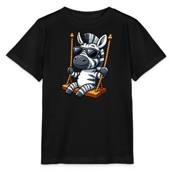 Mignon zèbre balançoire aire de jeux dessin animé - T-shirt bio MINI CREATOR Stanley/Stella Enfant - noir - Devant - Mikhail (115cm)