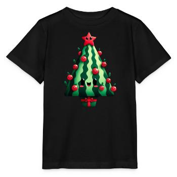 Christmas tree made of watermelon - Stanley/Stella MINI CREATOR Kids’ T-Shirt - black - Front - Mikhail (115cm)