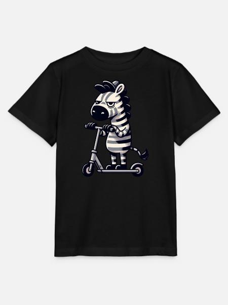 Zebra Kickroller Skurril Lustig Comic - Stanley/Stella Kinder T-Shirt MINI CREATOR - Schwarz