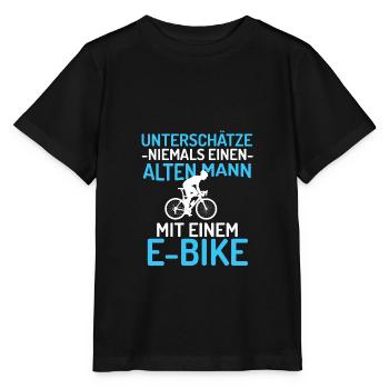 Lustiger Radfahrer Spruch Alter Mann E-Bike Shirt - Stanley/Stella Kinder T-Shirt MINI CREATOR  - Schwarz - Vorne - Mikhail (115cm)