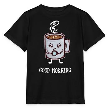Coffee lovers Breakfast Coffee Drink saying - Stanley/Stella MINI CREATOR Kids’ T-Shirt - black - Front - Mikhail (115cm)
