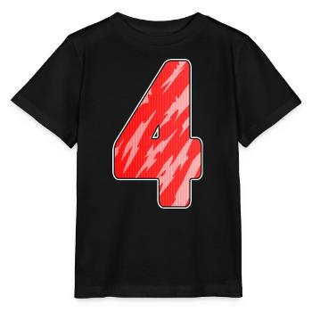 4 - Motif de chiffres à quatre chiffres rouge - T-shirt bio MINI CREATOR Stanley/Stella Enfant - noir - Devant - Mikhail (115cm)