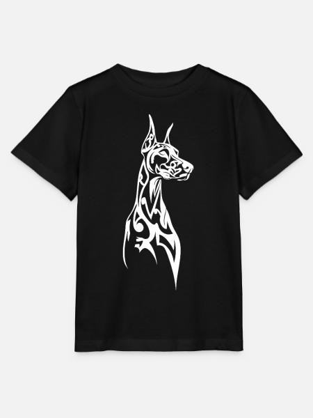 Linienkunst Dobermann Profil - Stanley/Stella Kinder T-Shirt MINI CREATOR  - Schwarz