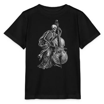 Skeleton plays double bass - Stanley/Stella MINI CREATOR Kids’ T-Shirt - black - Front - Mikhail (115cm)