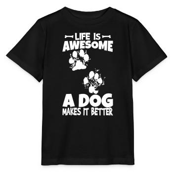 Ein Hund macht das Leben besser - Stanley/Stella Kinder T-Shirt MINI CREATOR  - Schwarz - Vorne - Mikhail (115cm)