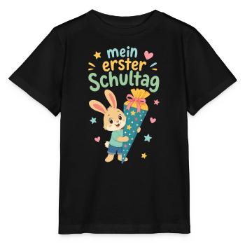 Mein erster Schultag Hase Geschenk - Stanley/Stella Kinder T-Shirt MINI CREATOR  - Schwarz - Vorne - Mikhail (115cm)