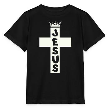 Jesus Kreuz Krone Grafik - Stanley/Stella Kinder T-Shirt MINI CREATOR  - Schwarz - Vorne - Mikhail (115cm)