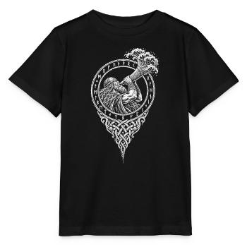 Thor trinkt das Meer – Das Horn reicht in die See - Stanley/Stella Kinder T-Shirt MINI CREATOR  - Schwarz - Vorne - Mikhail (115cm)