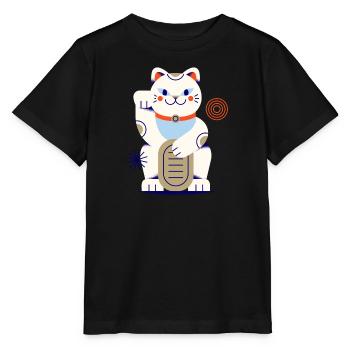 Maneki Neko, Cat, Lucky Cat, Neko, Japanese - Stanley/Stella MINI CREATOR Kids’ T-Shirt - black - Front - Mikhail (115cm)