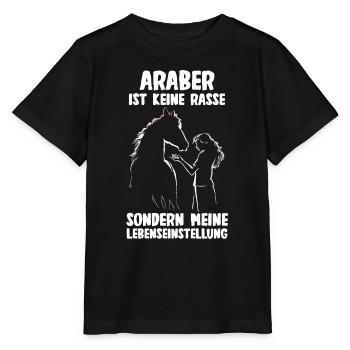 Pferd Reitsport Reiten Pferdesport Araber - Stanley/Stella Kinder T-Shirt MINI CREATOR  - Schwarz - Vorne - Mikhail (115cm)