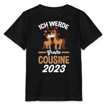 Pferde Große Cousine 2023 - Stanley/Stella Kinder T-Shirt MINI CREATOR  - Schwarz - Vorne - Mikhail (115cm)
