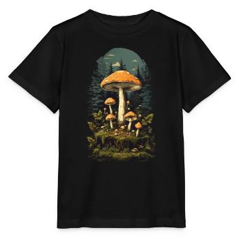 Goa Party Mushroom Magic Nature & Mysticism - Stanley/Stella MINI CREATOR Kids’ T-Shirt - black - Front - Mikhail (115cm)