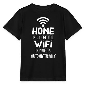 Home is Where The Wifi Connects Automatically - Stanley/Stella MINI CREATOR Kids’ T-Shirt - black - Front - Mikhail (115cm)