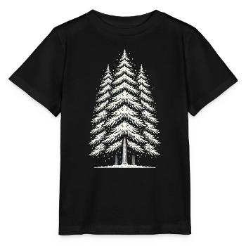 snowy trees snow winter christmas - Stanley/Stella MINI CREATOR Kids’ T-Shirt - black - Front - Mikhail (115cm)