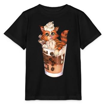 Lustige Katze in Latte Macchiato Geschenkidee - Stanley/Stella Kinder T-Shirt MINI CREATOR  - Schwarz - Vorne - Mikhail (115cm)