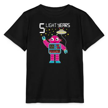 Robot congratulates 5 light years old five years - Stanley/Stella MINI CREATOR Kids’ T-Shirt - black - Front - Mikhail (115cm)