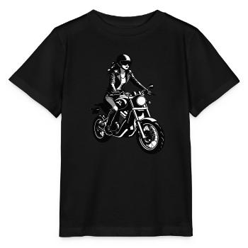Biker Girl - Motorbike Design - Stanley/Stella MINI CREATOR Kids’ T-Shirt - black - Front - Mikhail (115cm)